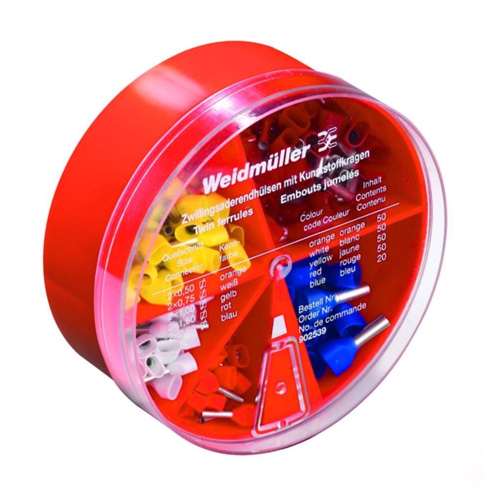 Weidmüller 9025390000 Assortiment dubbele adereindhulzen Oranje, Wit, Geel, Rood, Blauw 220 stuk(s)