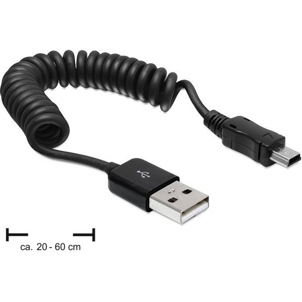 Delock USB-kabel USB 2.0 USB-A stekker, USB-mini-B stekker 0.60 m Zwart 83164