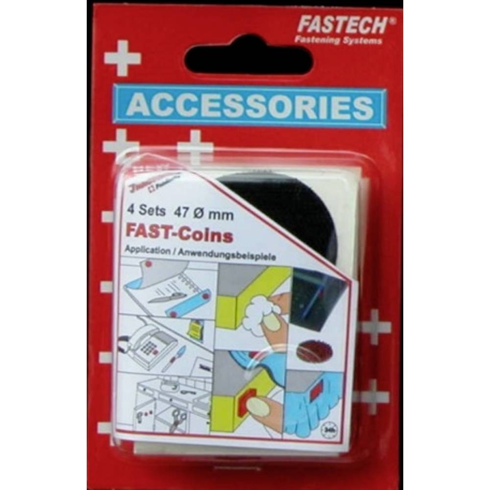 FASTECH 684-330 Klittenband punten Om vast te plakken Hotmelt Haak- en lusdeel (Ø) 47 mm Zwart 4 paar