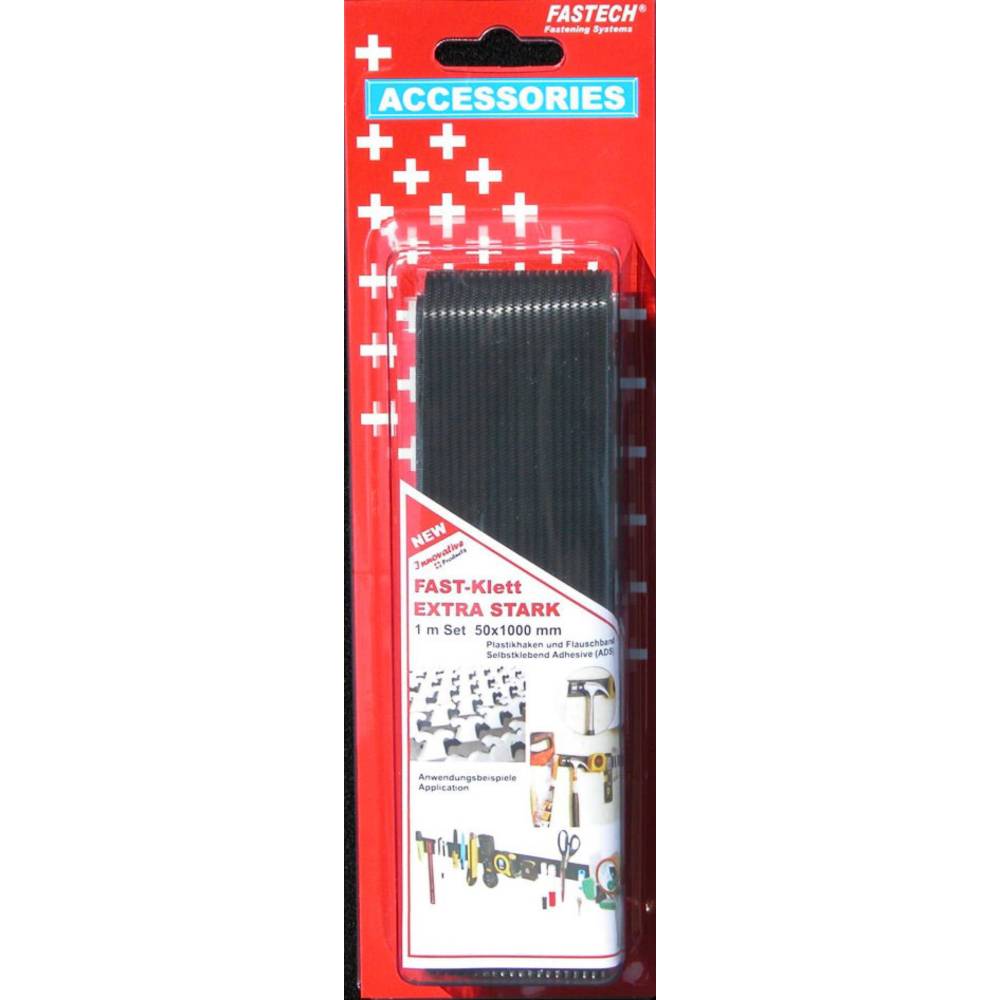 FASTECH 730-330-1C Klittenband Om vast te plakken Hotmelt Haak- en lusdeel, Extra sterk (l x b) 1000 mm x 50 mm Zwart 1 paar