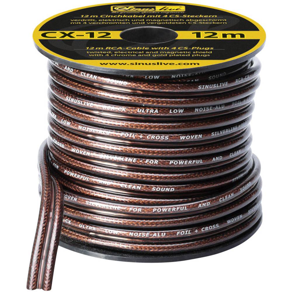 CX-12 cinchkabel 12 m op kleine rol incl. 4 CS volledig metalen stekkers