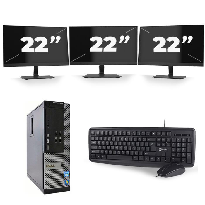 Dell Optiplex 9010 SFF - Intel Core i3-3e Generatie - 8GB RAM - 128GB SSD - Windows 10 + 3x 22 inch Monitor