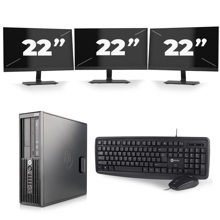 HP Z220 Workstation SFF - Intel Core i3-2e Generatie - 8GB RAM - 128GB SSD - Windows 10 + 3x 22 inch Monitor