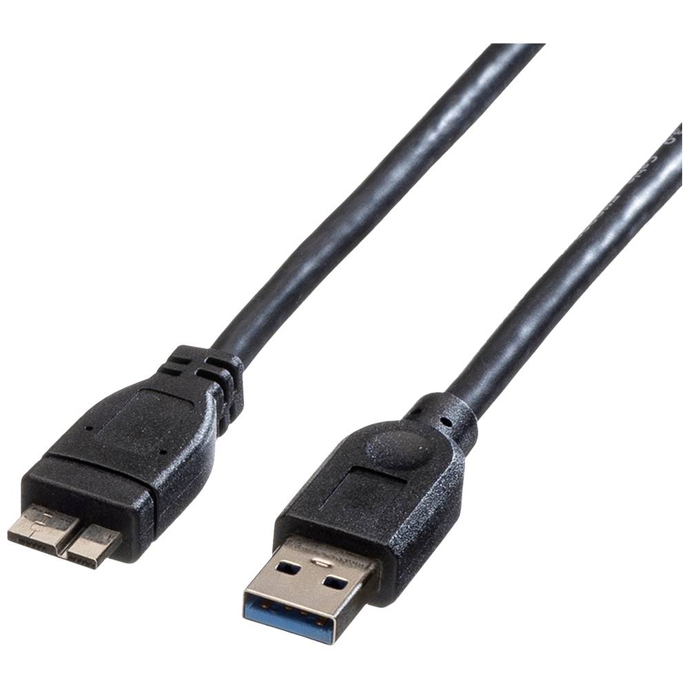 Roline USB 3.2 Gen 1 kabel, type, A M - Micro B M, zwart, 0,15 m