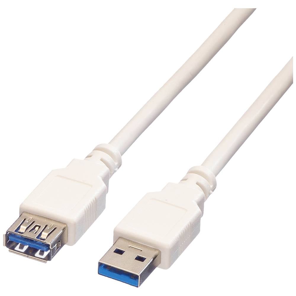 Value USB 3.2 Gen 1 Kabel, type A-A, M/F, wit, 0,8 m
