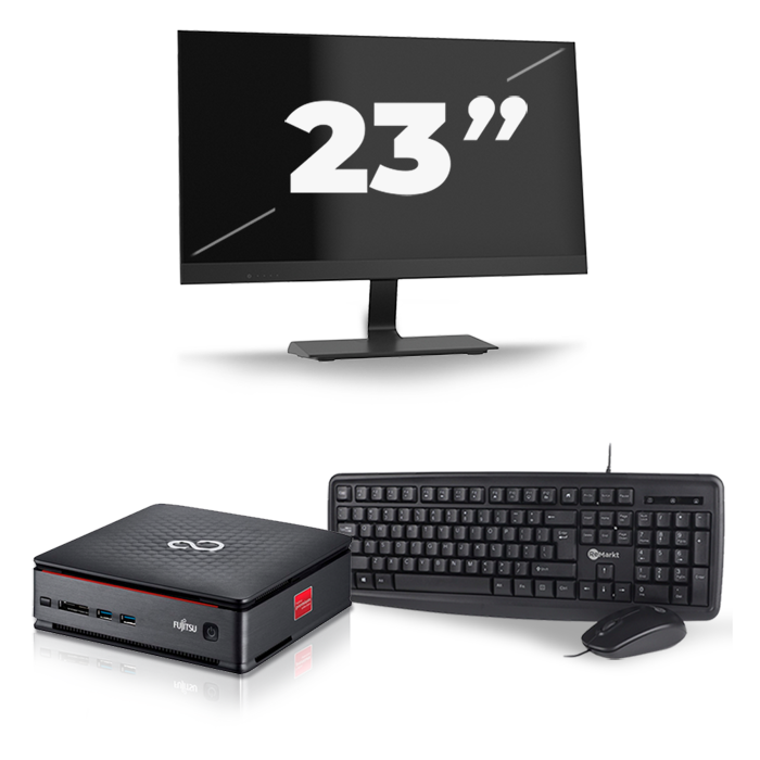 Fujitsu Esprimo Q520 USFF - Intel Core i7-4e Generatie - 16GB RAM - 512GB SSD - Windows 10 + 1x 23 inch Monitor