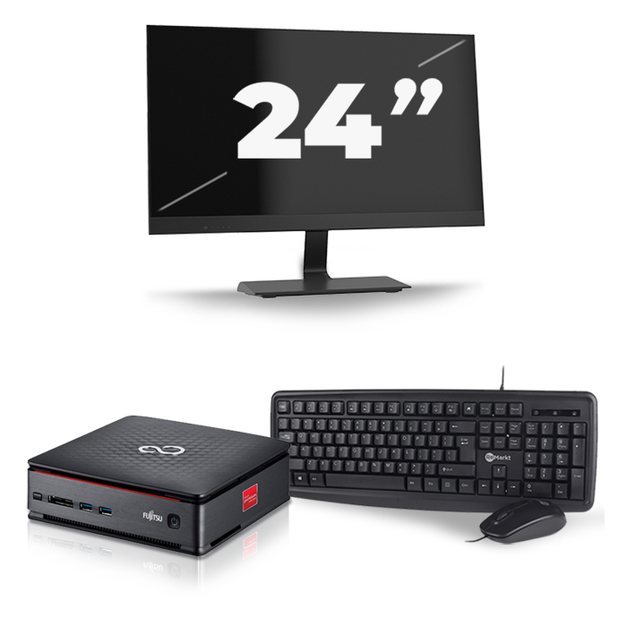 Fujitsu Esprimo Q520 USFF - Intel Core i5-4e Generatie - 8GB RAM - 256GB SSD - Windows 10 + 1x 24 inch Monitor