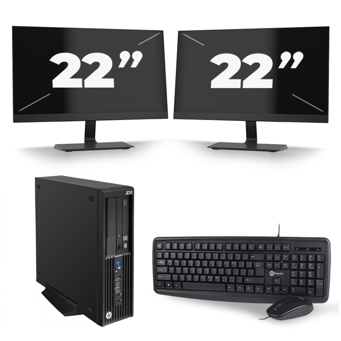 HP Z230 Workstation SFF - Intel Core i3-4e Generatie - 8GB RAM - 128GB SSD - Windows 10 + 2x 22 inch Monitor