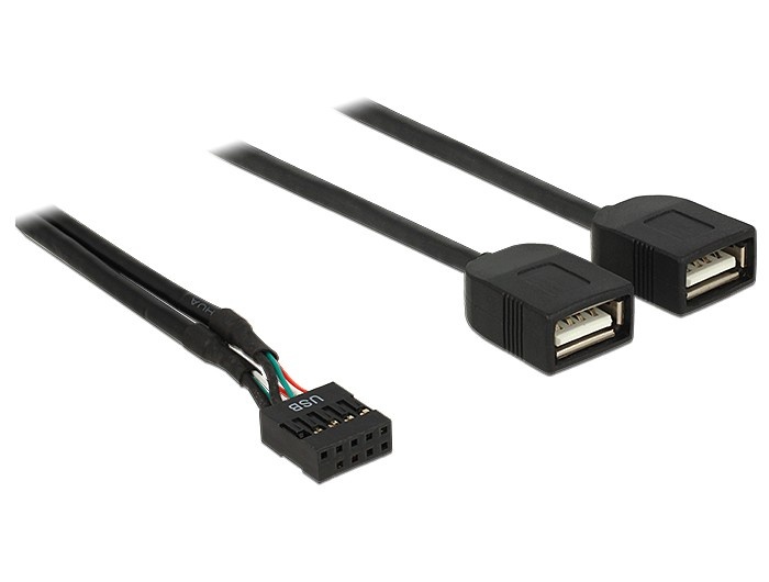 InLine Pin Header adapter USB2.0 (v) - 2x USB-A (v) - 0,15 meter