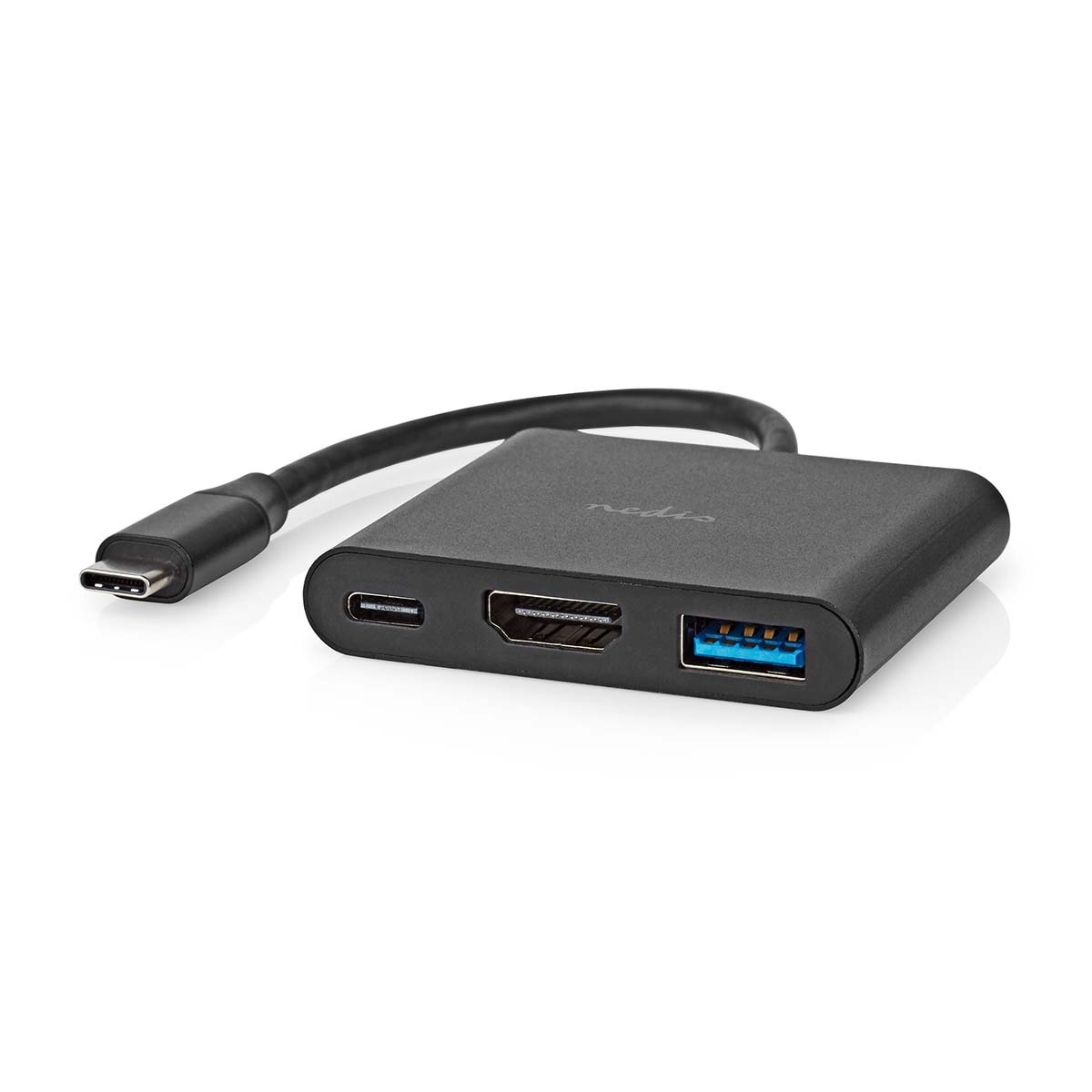 Nedis USB-C naar HDMI 4K 30Hz, USB-A en USB-C adapter / zwart - 0,10 meter