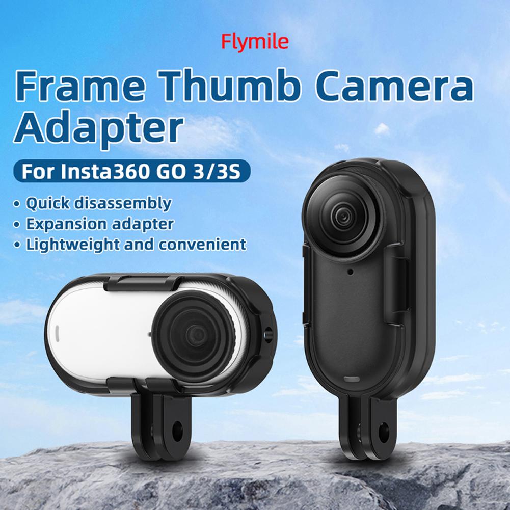 Elegant Lady Protective Frame Shell Case For Insta360 GO 3/3S Thumb Long Protect Screw 360 Adapter Mount Hou Z8X5 Black-1set