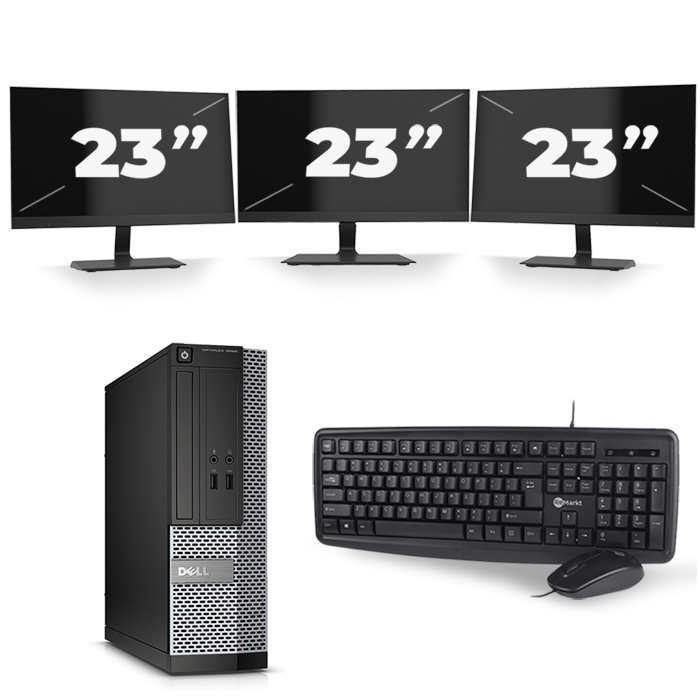 Dell Optiplex 3020 SFF - Intel Core i3-4e Generatie - 8GB RAM - 256GB SSD - Windows 10 + 3x 23 inch Monitor