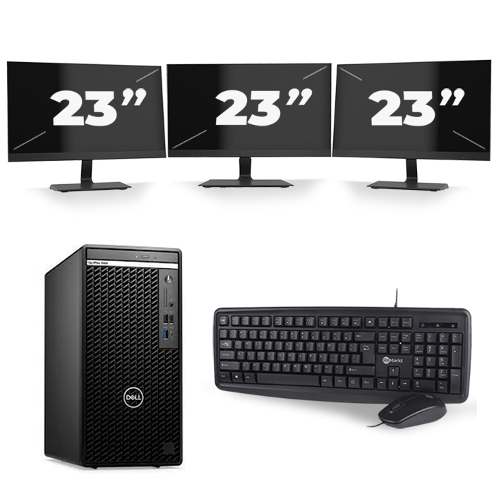 Dell Optiplex 390 Desktop - Intel Core i3-2e Generatie - 8GB RAM - 256GB SSD - Windows 10 + 3x 23 inch Monitor