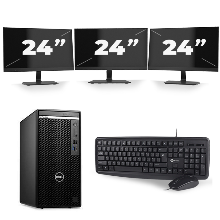 Dell Optiplex 390 Desktop - Intel Core i3-2e Generatie - 8GB RAM - 256GB SSD - Windows 10 + 3x 24 inch Monitor