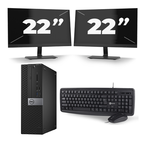Dell Optiplex 7040 USFF - Intel Core i7-6e Generatie - 16GB RAM - 256GB SSD - Windows 11 + 2x 22 inch Monitor