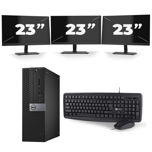 Dell Optiplex 7040 USFF - Intel Core i3-6e Generatie - 8GB RAM - 256GB SSD - Windows 11 + 3x 23 inch Monitor