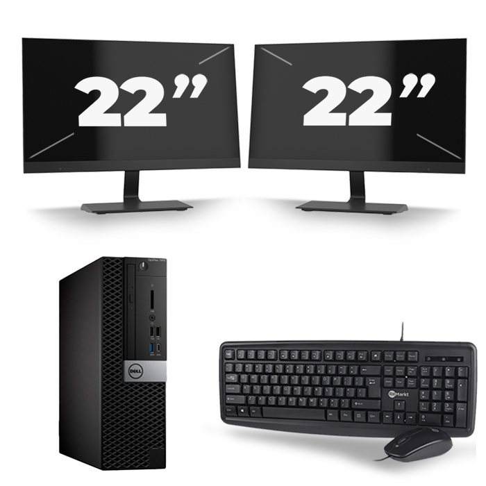 Dell Optiplex 7050 SFF - Intel Core i3-6e Generatie - 8GB RAM - 256GB SSD - Windows 11 + 2x 22 inch Monitor