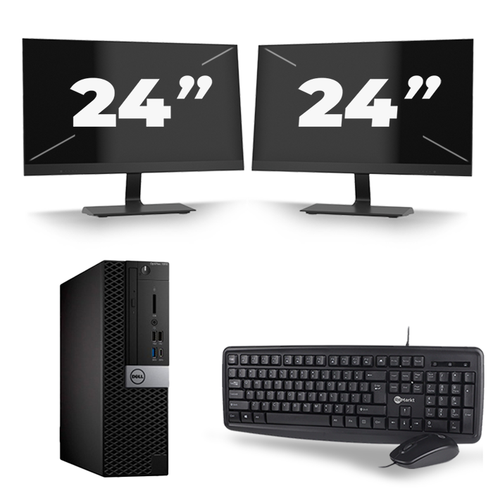Dell Optiplex 7050 SFF - Intel Core i5-6e Generatie - 8GB RAM - 256GB SSD - Windows 11 + 2x 24 inch Monitor