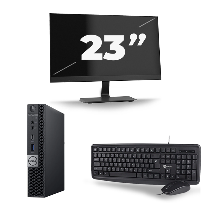 Dell Optiplex 7060 Micro USFF - Intel Core i3-8e Generatie - 8GB RAM - 256GB SSD - Windows 11 + 1x 23 inch Monitor