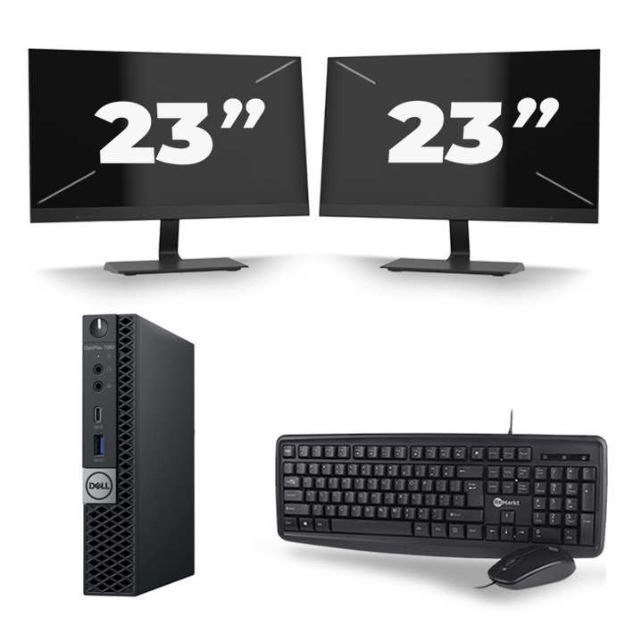 Dell Optiplex 7060 Micro USFF - Intel Core i7-8e Generatie - 16GB RAM - 256GB SSD - Windows 11 + 2x 23 inch Monitor