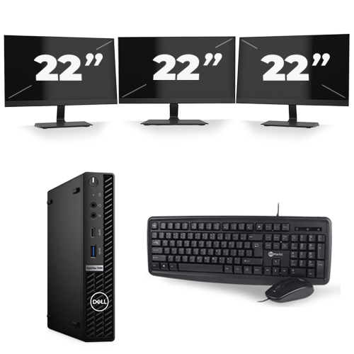 Dell Optiplex 7090 Micro USFF - Intel Core i5-11e Generatie - 16GB RAM - 256GB SSD - Windows 11 + 3x 22 inch Monitor