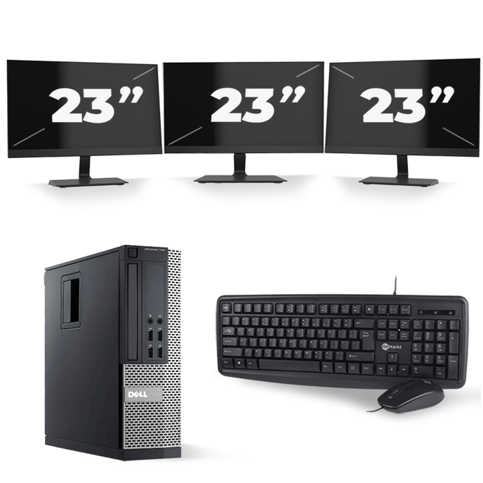 Dell Optiplex 790 SFF - Intel Core i5-2e Generatie - 8GB RAM - 256GB SSD - Windows 10 + 3x 23 inch Monitor