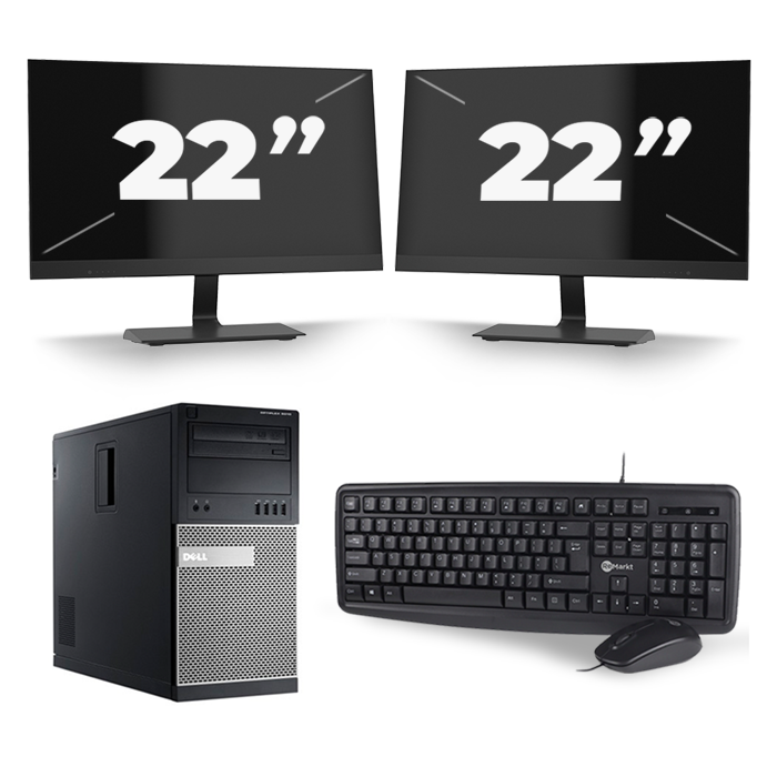 Dell Optiplex 990 Micro Tower - Intel Core i7-2e Generatie - 16GB RAM - 256GB SSD - Windows 10 + 2x 22 inch Monitor
