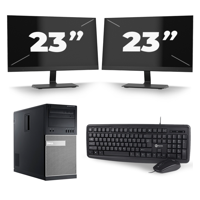 Dell Optiplex 990 Micro Tower - Intel Core i3-2e Generatie - 8GB RAM - 256GB SSD - Windows 10 + 2x 23 inch Monitor