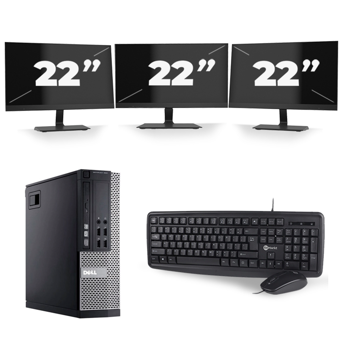 Dell Optiplex 990 SFF - Intel Core i5-2e Generatie - 8GB RAM - 256GB SSD - Windows 10 + 3x 22 inch Monitor