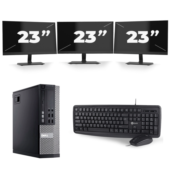 Dell Optiplex 990 SFF - Intel Core i3-2e Generatie - 8GB RAM - 256GB SSD - Windows 10 + 3x 23 inch Monitor