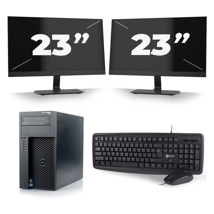 Dell Precision T1650 Micro Tower - Intel Core i7-2e Generatie - 16GB RAM - 256GB SSD - Windows 10 + 2x 23 inch Monitor
