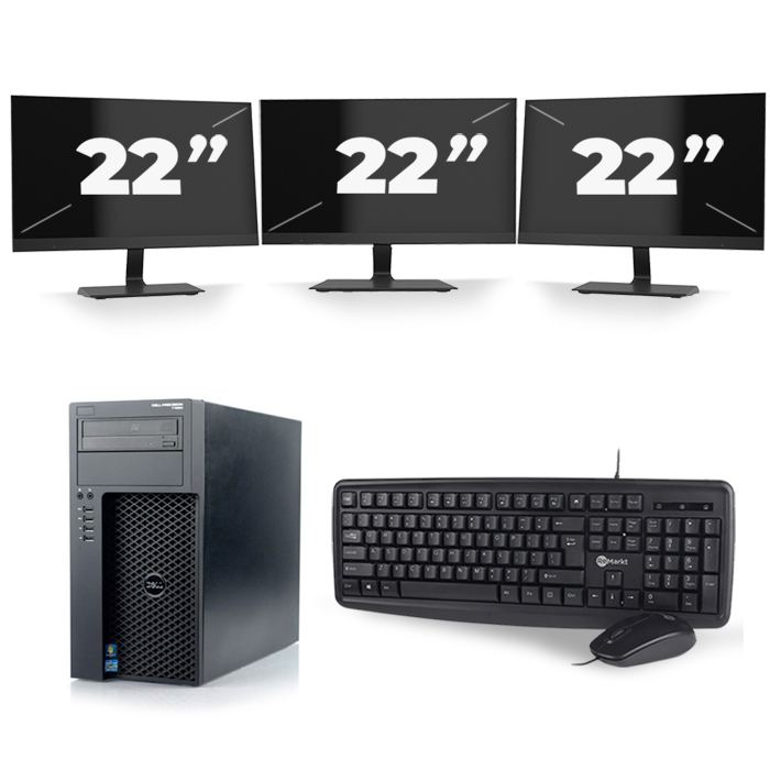 Dell Precision T1650 Micro Tower - Intel Core i3-2e Generatie - 8GB RAM - 256GB SSD - Windows 10 + 3x 22 inch Monitor
