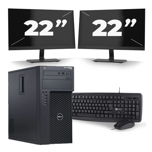 Dell Precision T1700 Micro Tower - Intel Core i5-4e Generatie - 8GB RAM - 256GB SSD - Windows 10 + 2x 22 inch Monitor