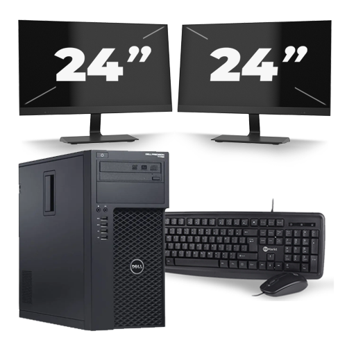 Dell Precision T1700 Micro Tower - Intel Core i3-4e Generatie - 8GB RAM - 256GB SSD - Windows 10 + 2x 24 inch Monitor