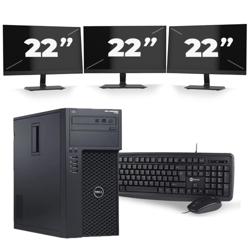 Dell Precision T1700 Micro Tower - Intel Core i5-4e Generatie - 8GB RAM - 256GB SSD - Windows 10 + 3x 22 inch Monitor
