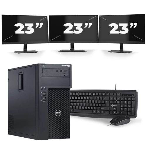 Dell Precision T1700 Micro Tower - Intel Core i3-4e Generatie - 8GB RAM - 256GB SSD - Windows 10 + 3x 23 inch Monitor