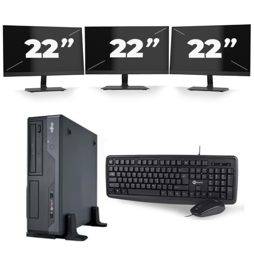 Fujitsu Esprimo E400 SFF - Intel Core i5-3e Generatie - 8GB RAM - 256GB SSD - Windows 10 + 3x 22 inch Monitor