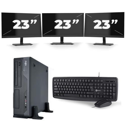 Fujitsu Esprimo E400 SFF - Intel Core i7-3e Generatie - 16GB RAM - 256GB SSD - Windows 10 + 3x 23 inch Monitor