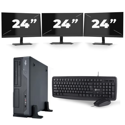 Fujitsu Esprimo E400 SFF - Intel Core i5-3e Generatie - 8GB RAM - 256GB SSD - Windows 10 + 3x 24 inch Monitor