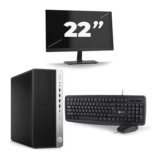 HP EliteDesk 800 G5 Tower - Intel Core i5-9e Generatie - 16GB RAM - 256GB SSD - Windows 11 + 1x 22 inch Monitor