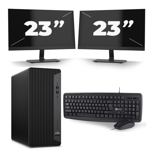 HP EliteDesk 800 G6 Tower - Intel Core i7-10e Generatie - 16GB RAM - 256GB SSD - Windows 11 + 2x 23 inch Monitor