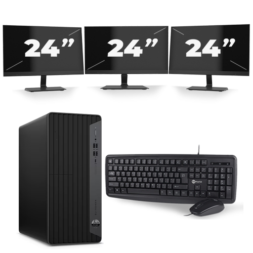 HP EliteDesk 800 G6 Tower - Intel Core i7-10e Generatie - 16GB RAM - 256GB SSD - Windows 11 + 3x 24 inch Monitor