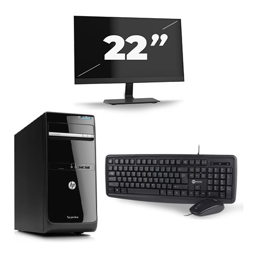 HP Pavilion p6 Series Micro Tower - Intel Core i3-3e Generatie - 8GB RAM - 256GB SSD - Windows 10 + 1x 22 inch Monitor