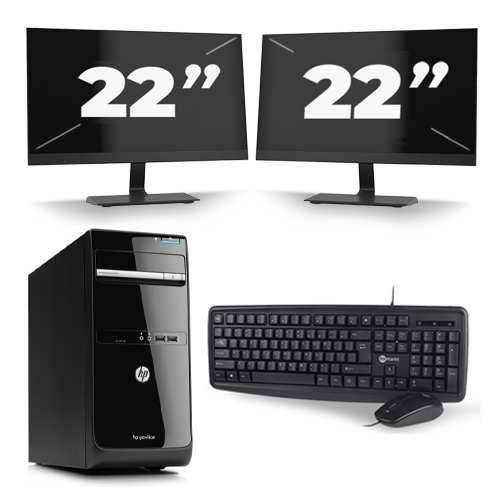 HP Pavilion p6 Series Micro Tower - Intel Core i7-3e Generatie - 16GB RAM - 256GB SSD - Windows 10 + 2x 22 inch Monitor