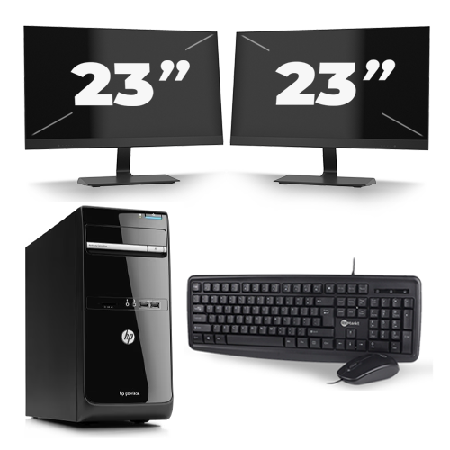 HP Pavilion p6 Series Micro Tower - Intel Core i7-3e Generatie - 16GB RAM - 256GB SSD - Windows 10 + 2x 23 inch Monitor