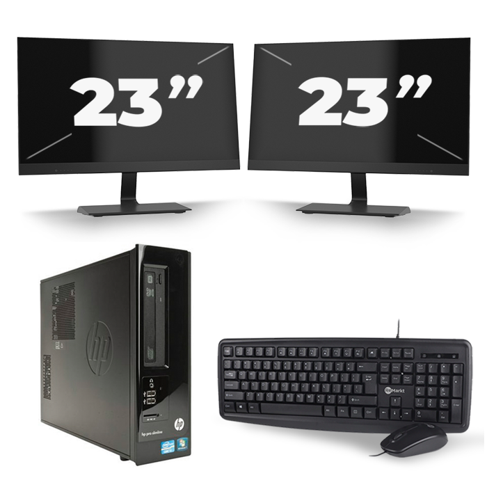 HP Pro 3300 SFF - Intel Core i7-2e Generatie - 16GB RAM - 256GB SSD - Windows 10 + 2x 23 inch Monitor