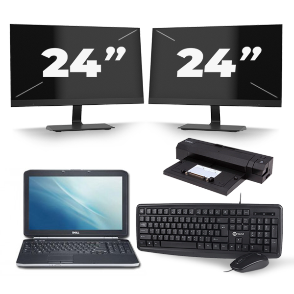 Dell Latitude E5520 - Intel Core i3-2e Generatie - 15 inch - 8GB RAM - 256GB SSD - Windows 10 + 2x 24 inch Monitor