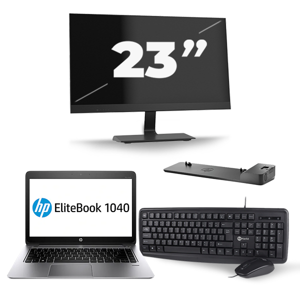 HP EliteBook Folio 1040 G3 - Intel Core i5-6e Generatie - 14 inch - 8GB RAM - 256GB SSD - Windows 11 + 1x 23 inch Monitor