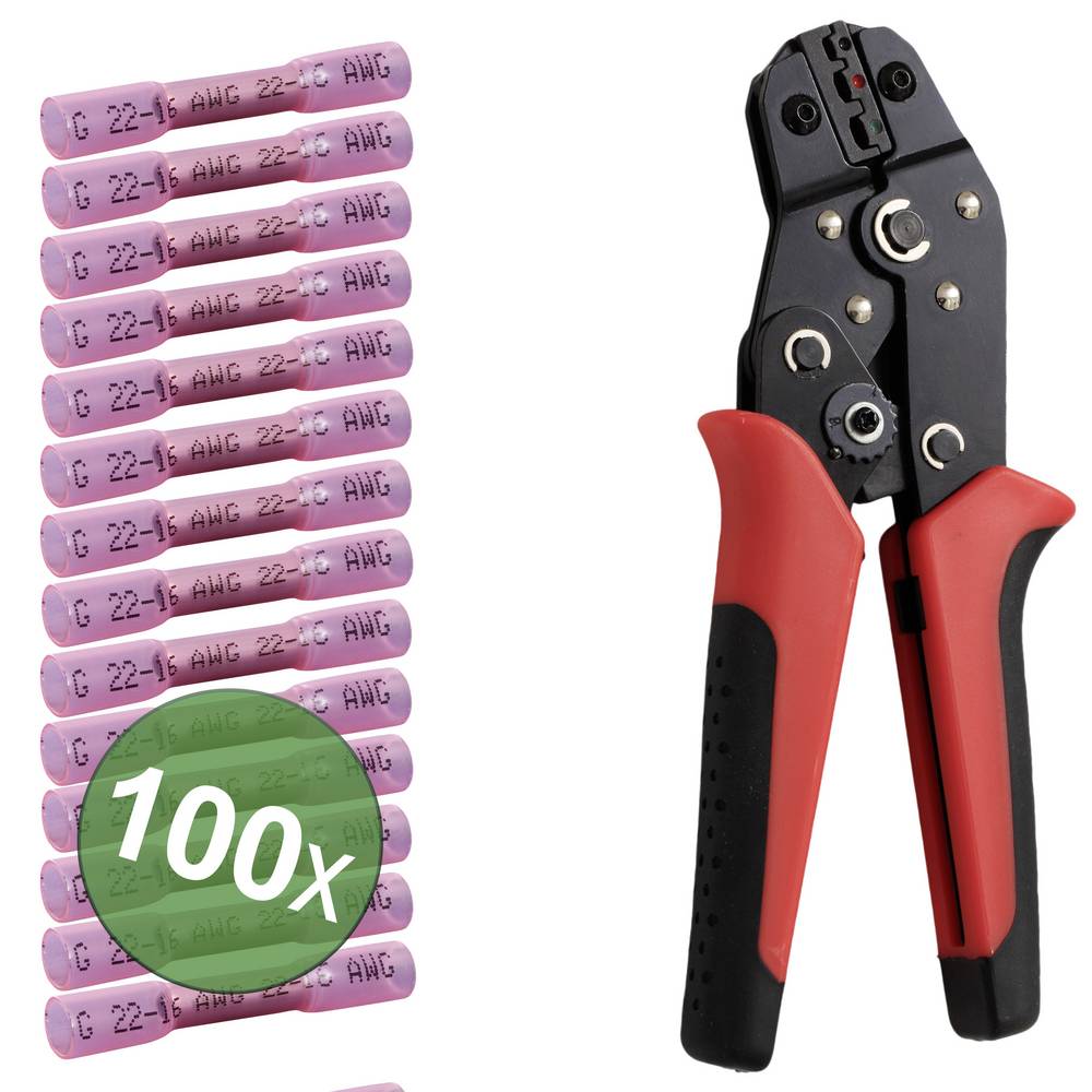 TRU COMPONENTS TC-13448588 Stootverbinder Met krimpkous 0.5 mm² 1.5 mm² Volledig geïsoleerd Rood 100 stuk(s)