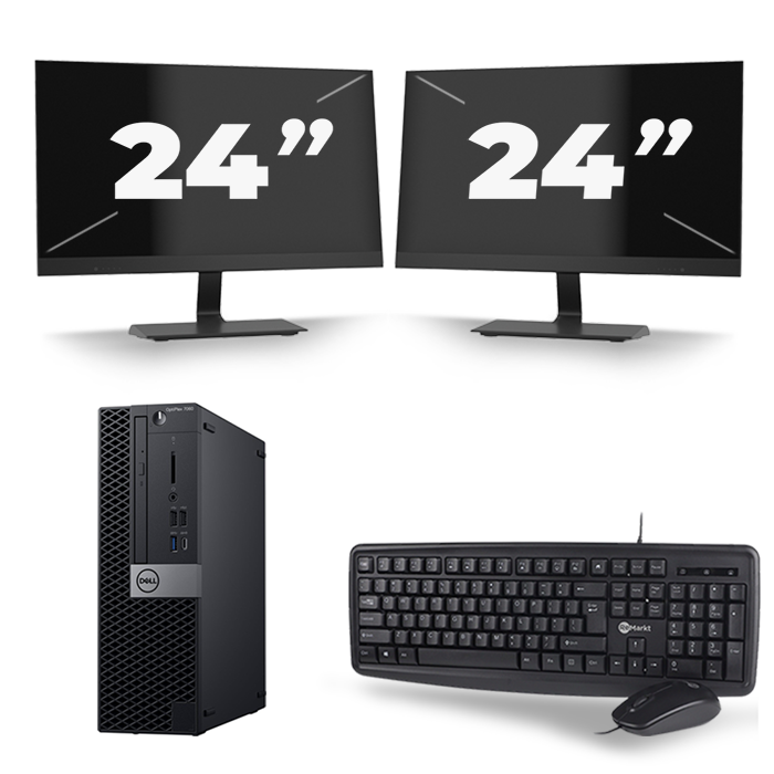 Dell Optiplex 7060 SFF - Intel Core i7-8e Generatie - 16GB RAM - 512GB SSD - Windows 11 + 2x 24 inch Monitor
